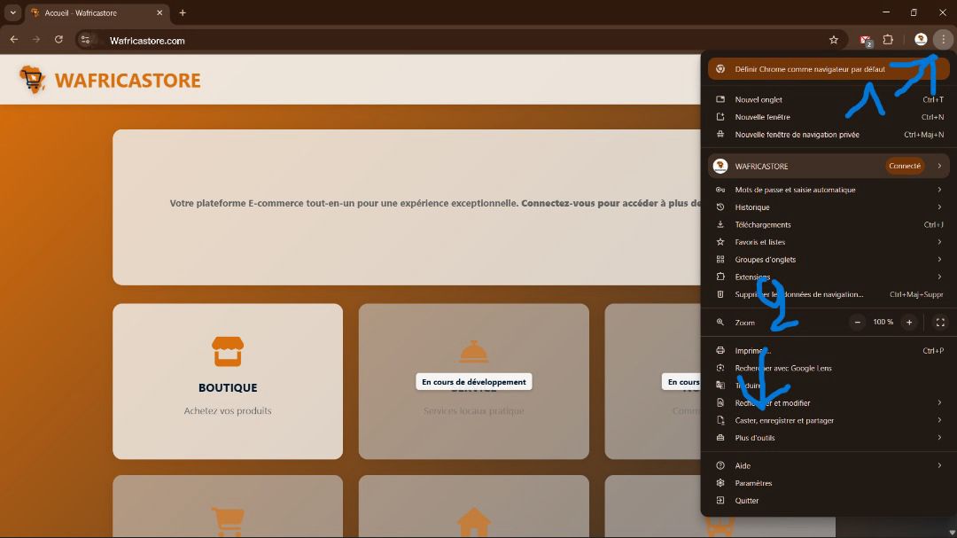 Icône d'installation dans le navigateur